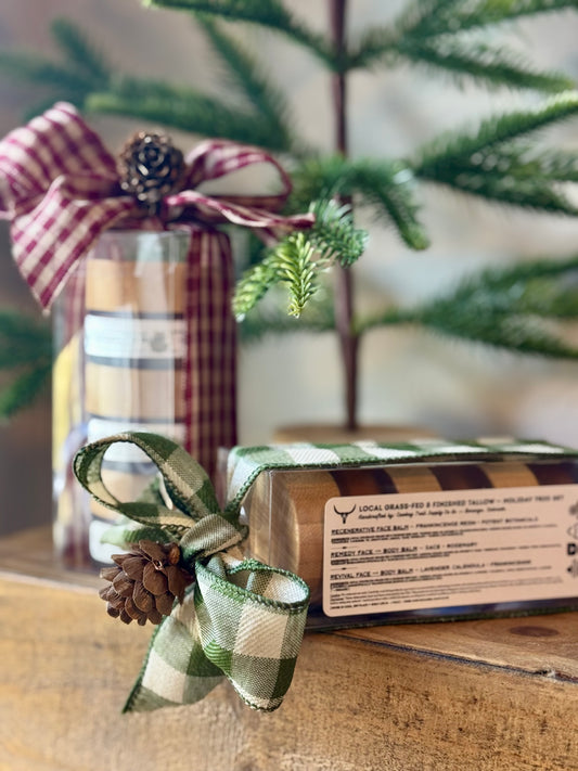 Holiday Tallow Balm Bundle | Regenerative Face Balm, Remedy & Revival (Best-sellers Mini Bundle)