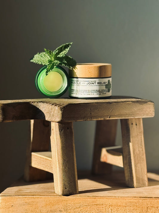 Muscle & Joint Relief Salve • St. John’s Wort, Arnica, Menthol & Camphor Cooling Tallow Salve