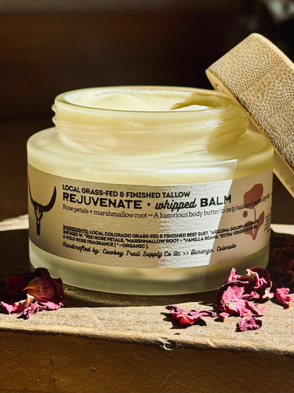 REJUVENATE | Whipped Tallow Balm >> Rose, Marshmallow Root + Vanilla Beans